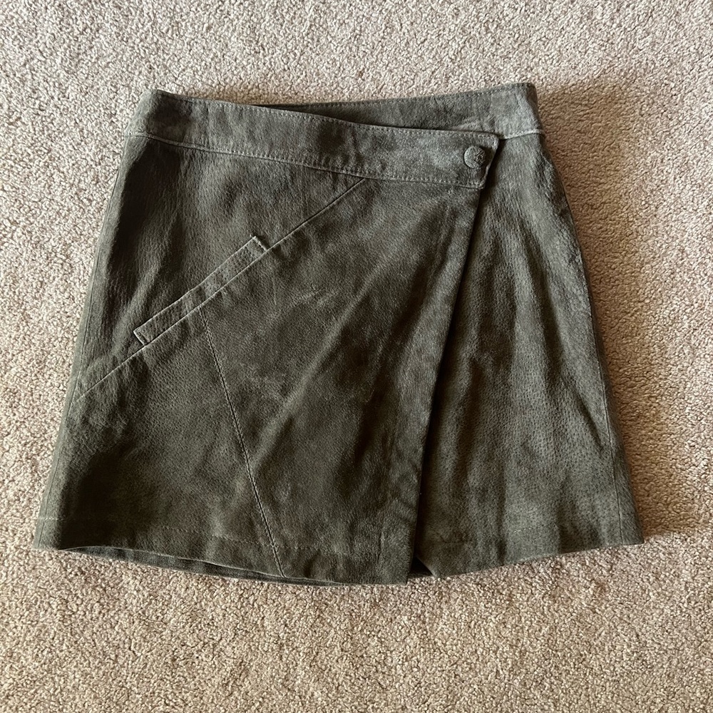 NWOT suede wrap mini skirt